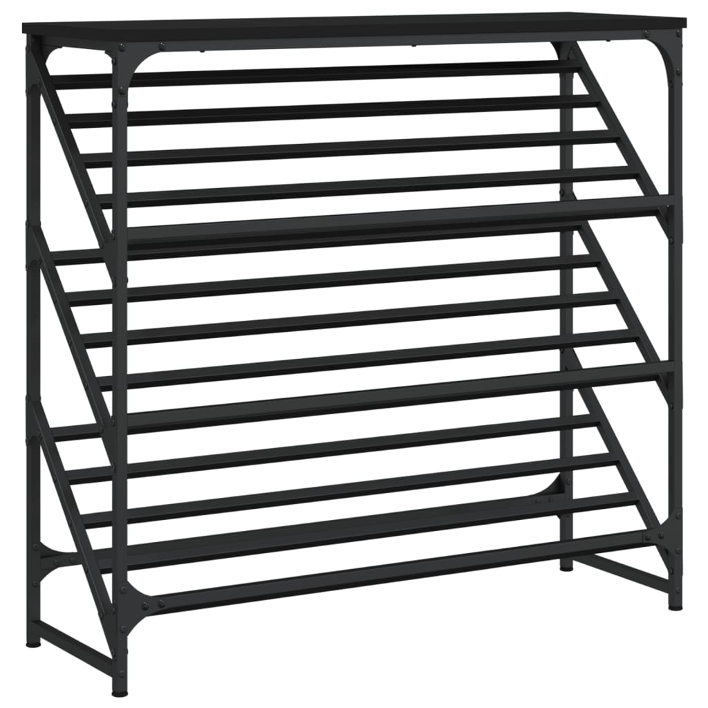 vidaXL Skohylla svart 90x30x85 cm konstruerat trä