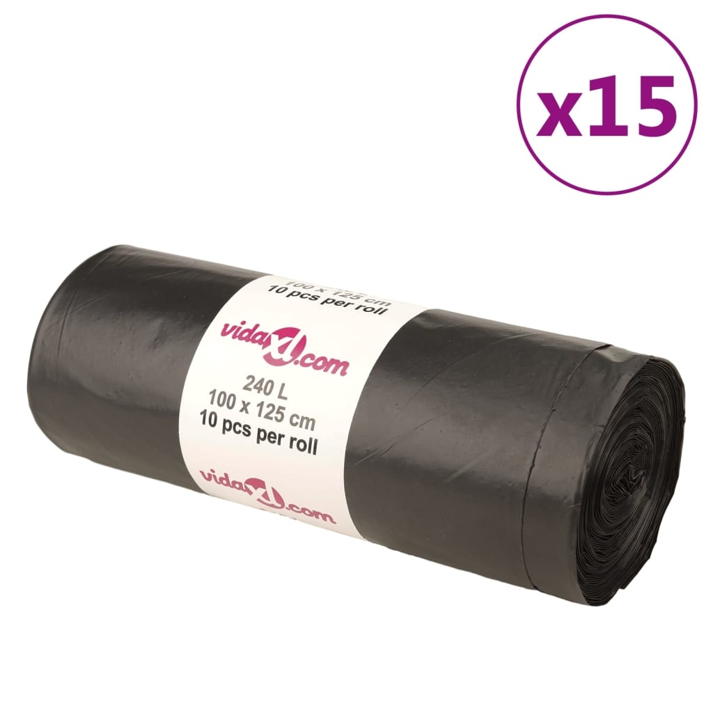 vidaXL Avfallspåsar 150 st svart 240 L
