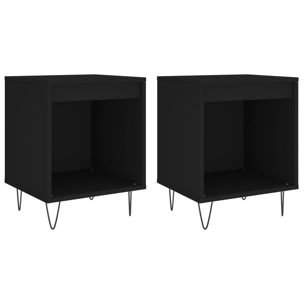 vidaXL Sängbord 2 st svart 40x35x50 cm konstruerat trä