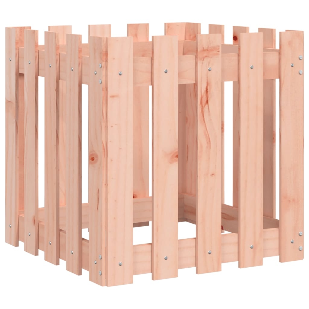 vidaXL Odlingslåda med staket-design 50x50x50 cm massivt douglasträ
