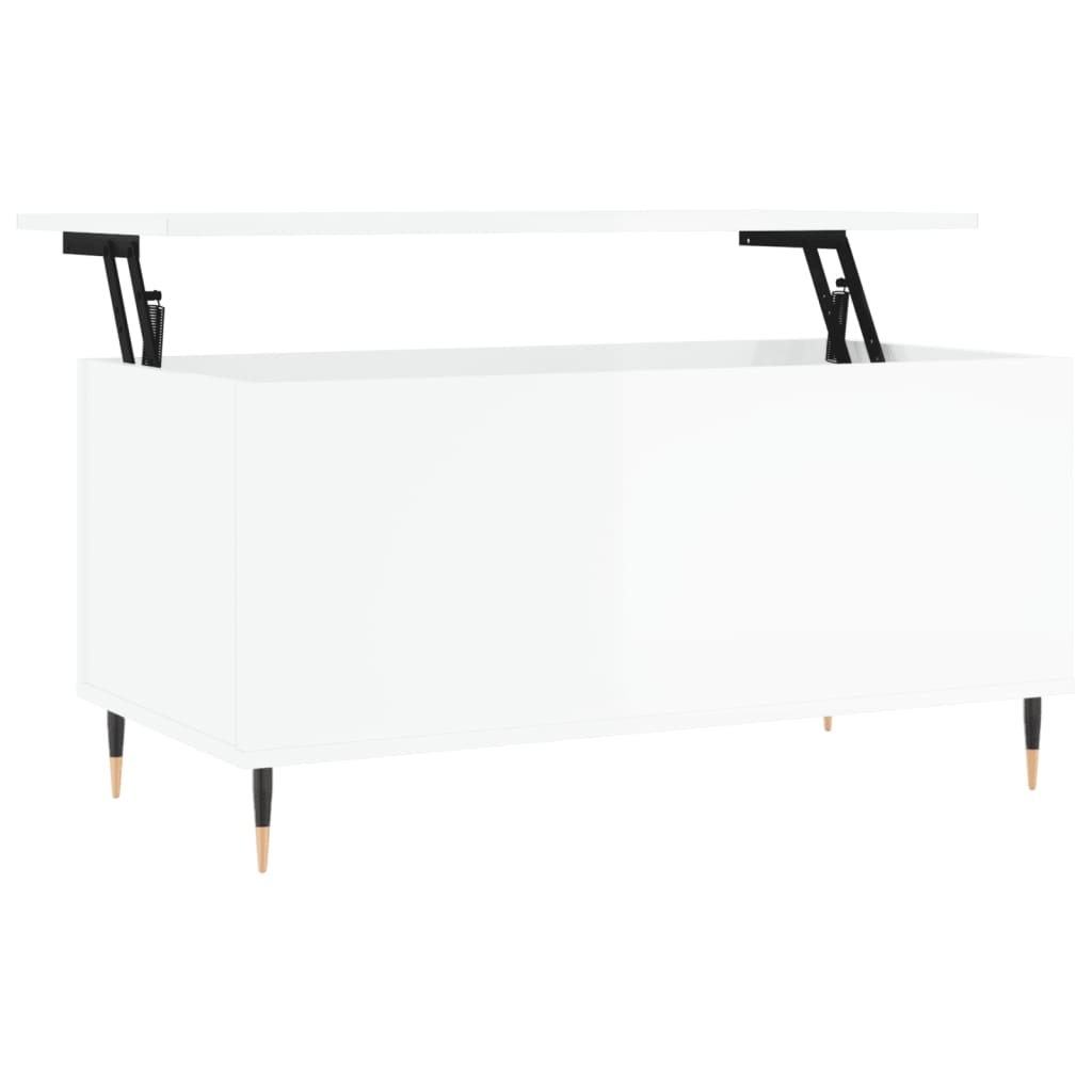 vidaXL Soffbord vit högglans 90x44,5x45 cm konstruerat trä