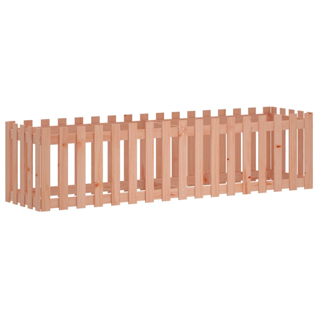 vidaXL Odlingslåda med staket-design 200x50x50 cm massivt douglasträ