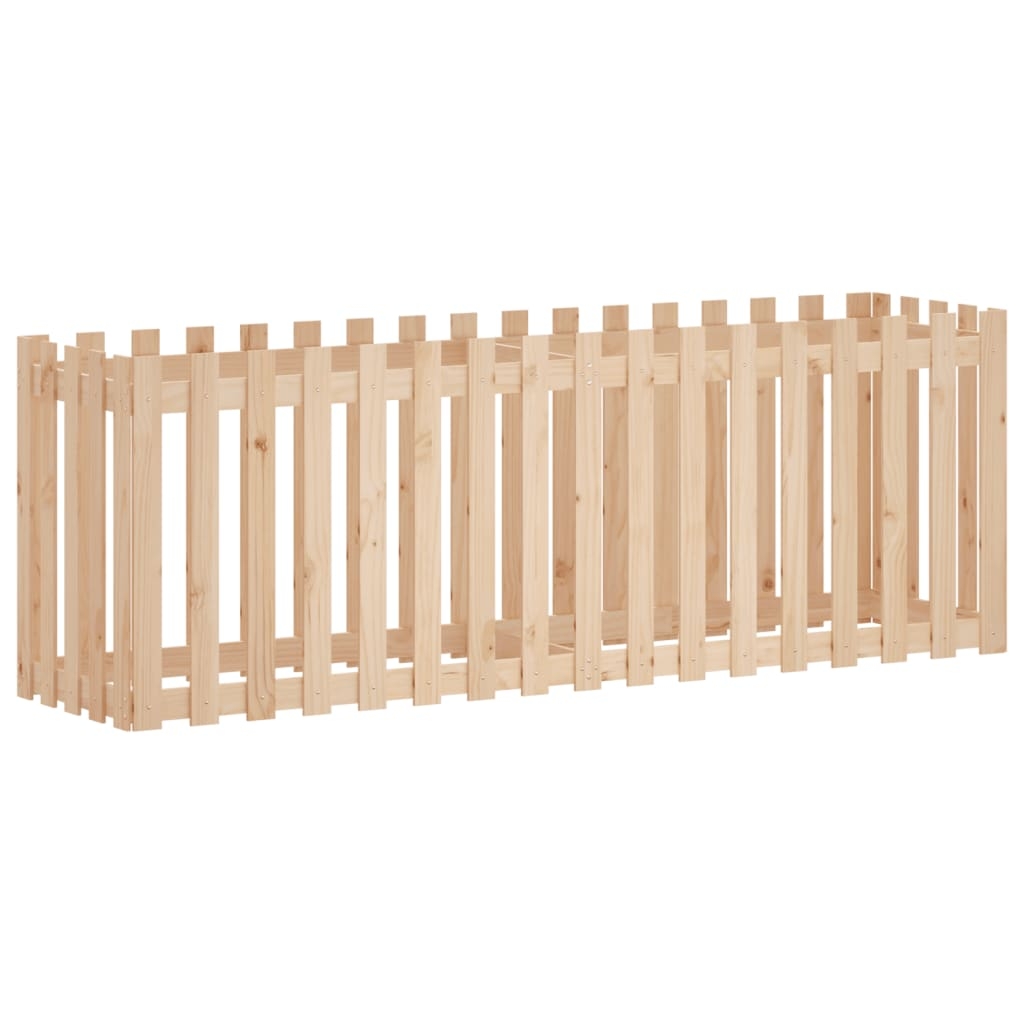 vidaXL Odlingslåda med staket-design 200x50x70 cm massiv furu