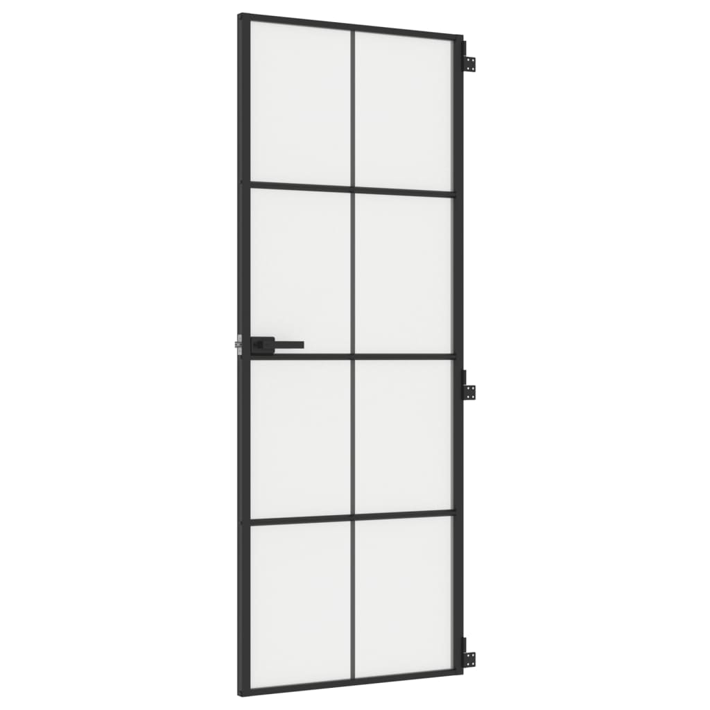 vidaXL Innerdörr svart 76x201,5 cm härdat glas och aluminium slim