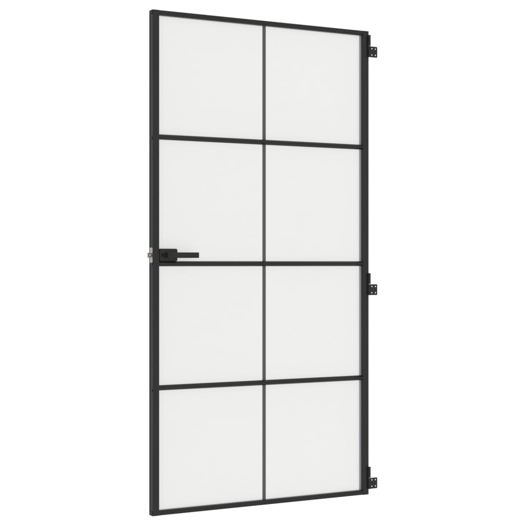vidaXL Innerdörr svart 102,5x201,5 cm härdat glas och aluminium slim