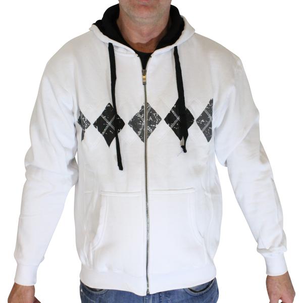 No1 Huvtröja Hood Tröja med dragkedja Vit med rutmönster L No1 Huvtröja Hood Tröja med dragkedja Vit med rutmönster L