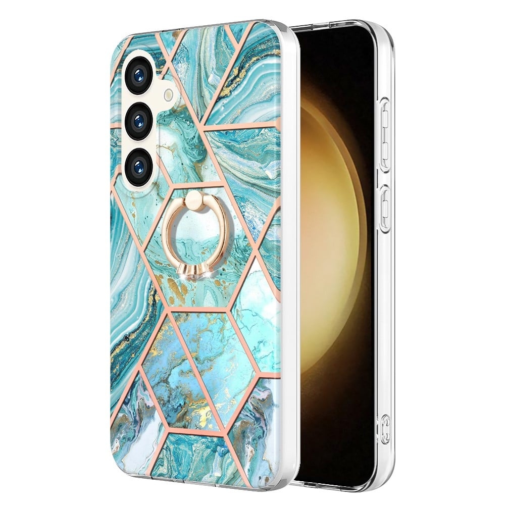 Marmormönstrat Samsung Galaxy S24 skal med ringhållare