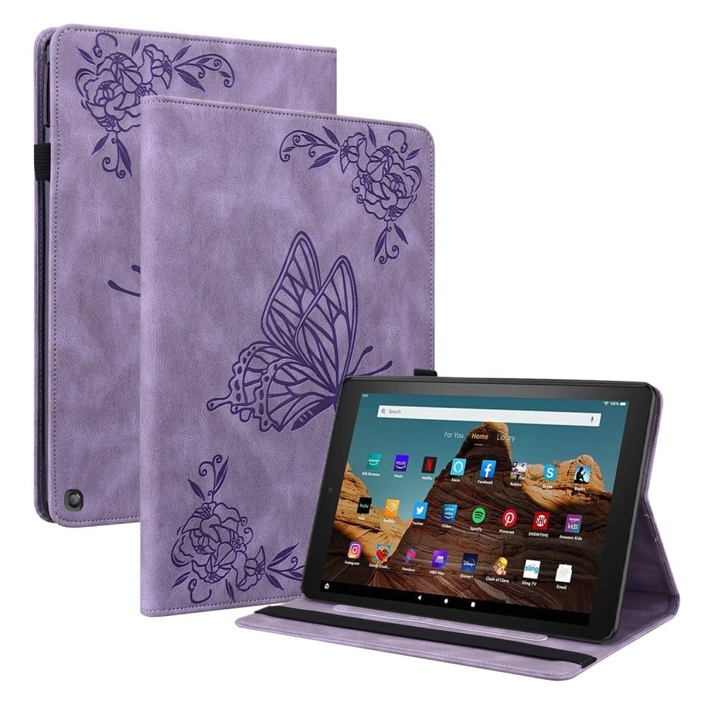 Amazon Fire HD 10 (2023) Läderfodral Korthållare Stativ Tablet Cover - Lila