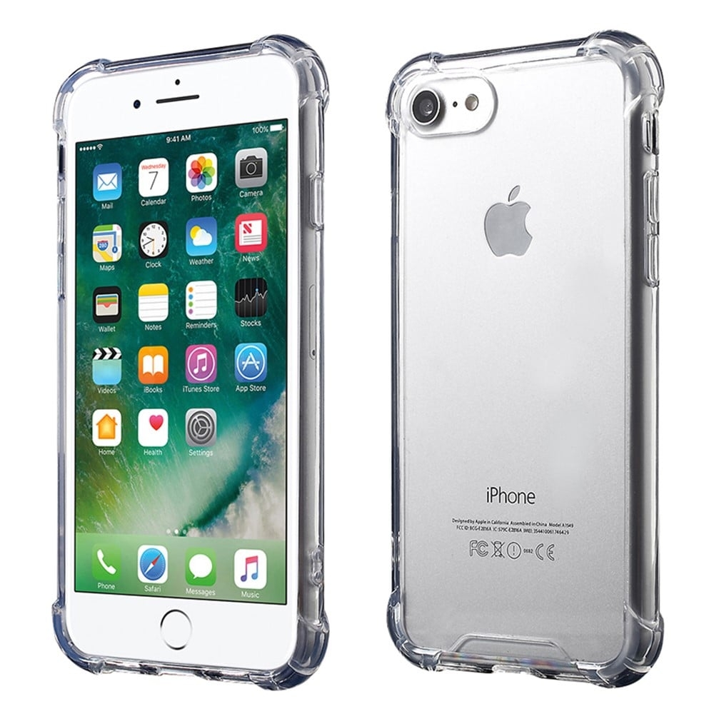 För iPhone SE (2020)/SE (2022)/8/7 4,7 tums dropptåligt TPU Edge + Klar akryl Telefonskal Anti-rep Telefonskal - Transparent