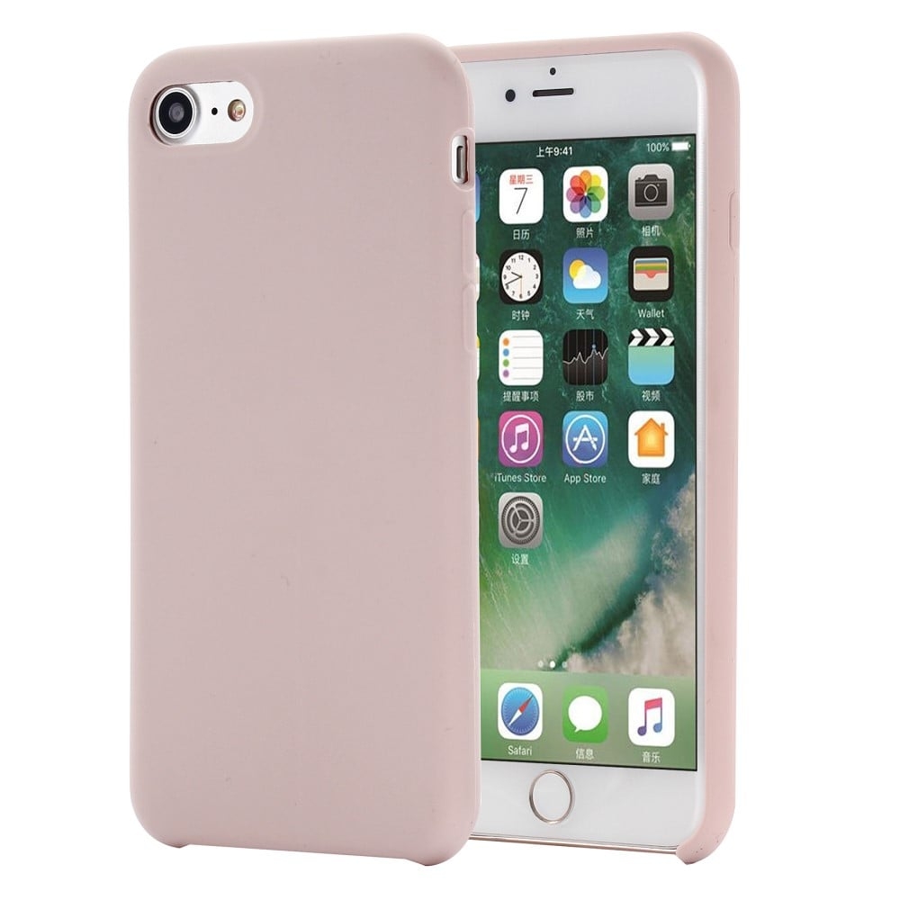 Edge Wrapped Liquid Silicone Phone Protection Case Mobilskal för iPhone 7/8/SE (2020)/SE (2022) - Rosa