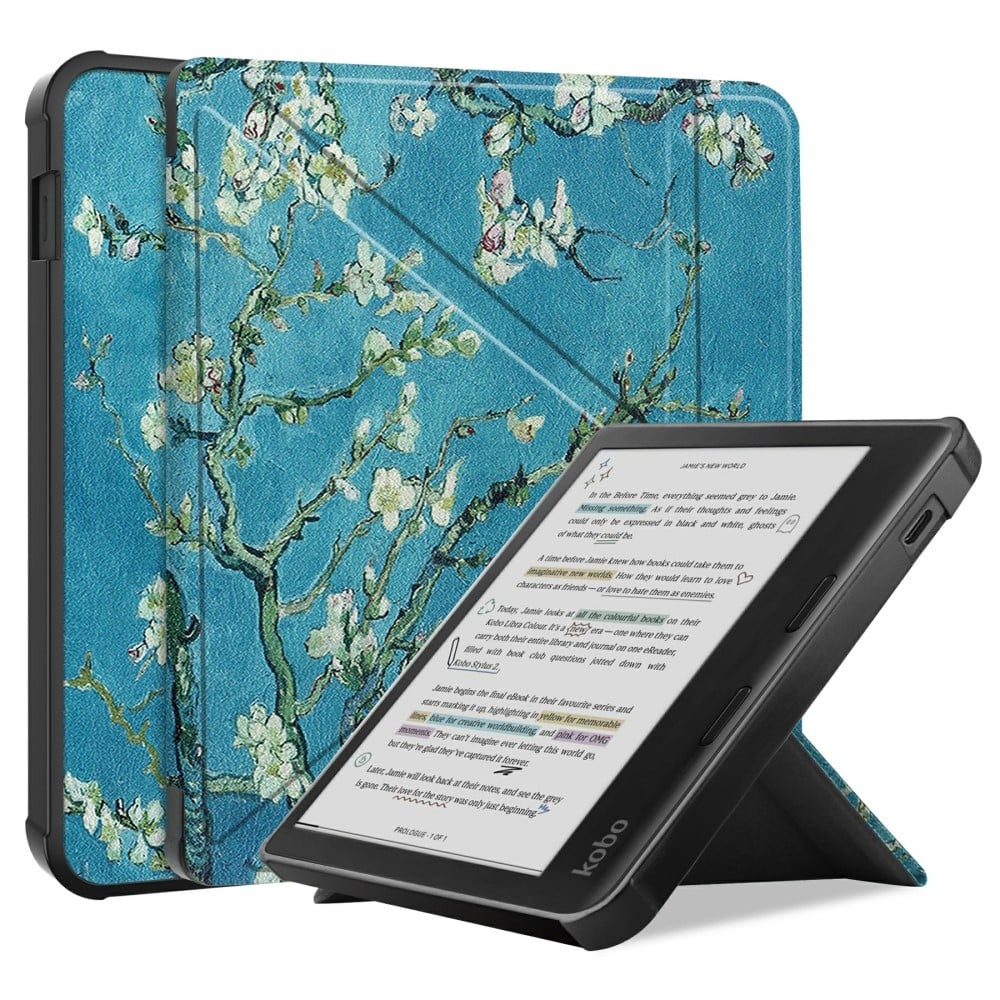För Kobo Libra Color Fodral Mönster Tryck Läder ebook Reader Cover - Aprikosblomma