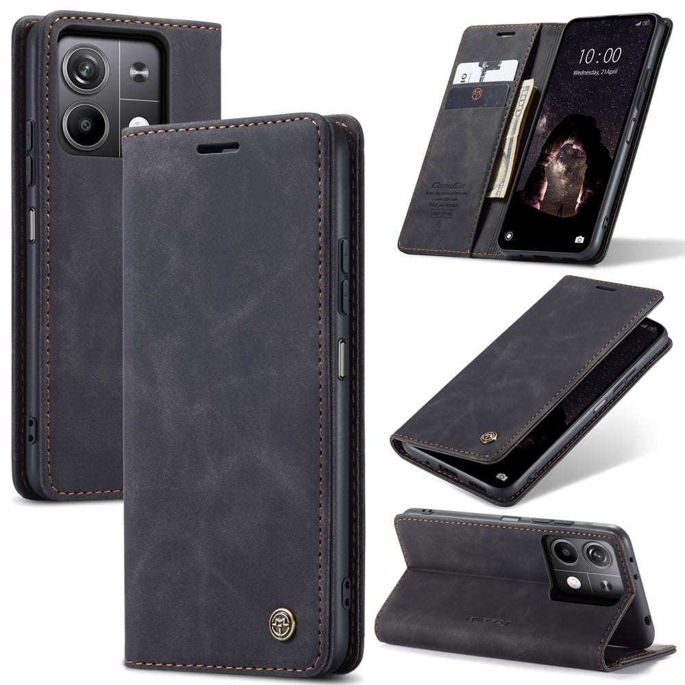 CaseMe Xiaomi Redmi Note 13 5G vintage etui - Sort