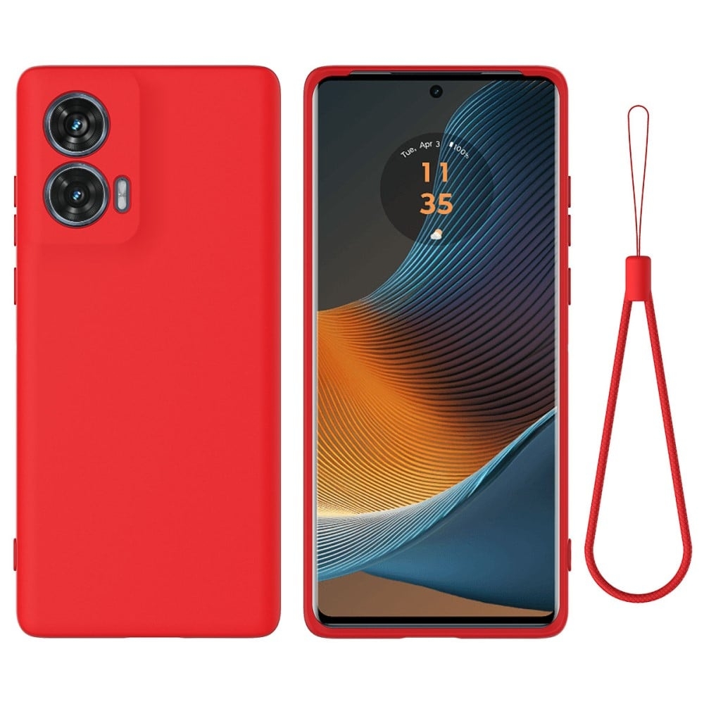 Matt Motorola Edge 50 Fusion skal av flytande silikon - Röd
