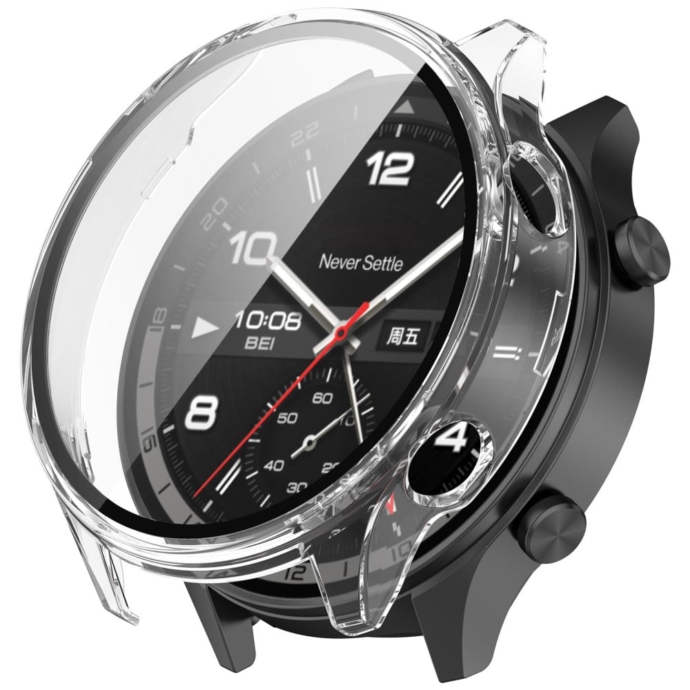 OnePlus Watch 2R / Watch 2 Etui Hardt støtbestandig fullt beskyttende urdeksel med herdet glassfilm - Gjennomsiktig
