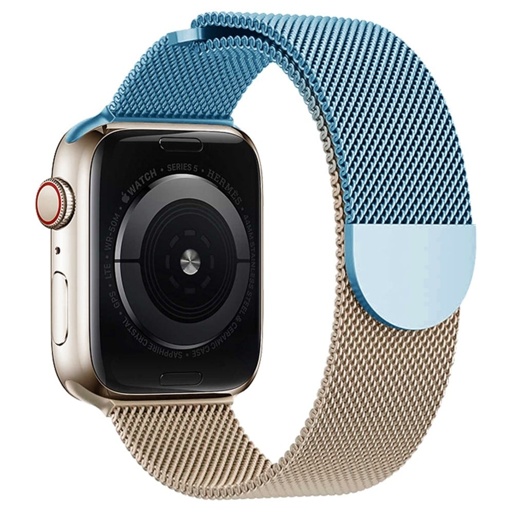 Apple Watch Series 49mm - 45mm - 44mm - 42mm Gradient Milanese Armband - Blå + Roséguld