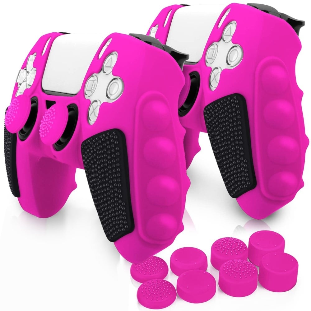 PS5 Controller silikoneetui med 8 joystick-hætter Farvematchende beskyttelsescover - Rose