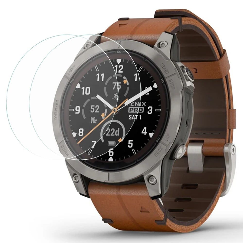 2-pack Garmin Fenix 7 Pro skärmskydd för klocka i härdat glas 2,5D Arc Edge
