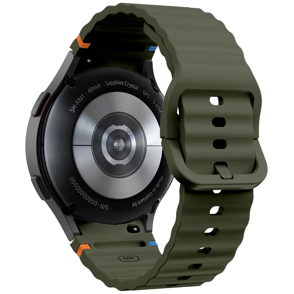 KALEBOL Samsung Galaxy Watch7 44mm 40mm / Watch FE 40mm Silikonarmband Wave Shape Armband - Militärgrön