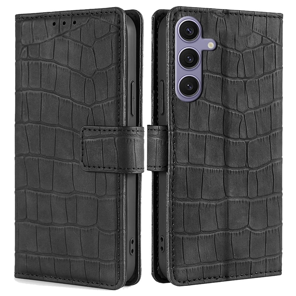 Läder Samsung Galaxy S24 Plus fodral med krokodiltextur - Svart