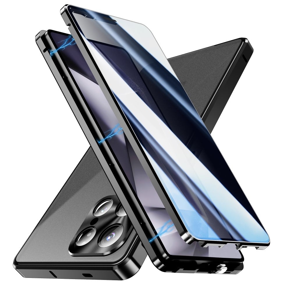 Samsung Galaxy S25 Ultra Case Anti-Spy dubbelsidigt magnetiskt mobilskal i härdat glas - Svart