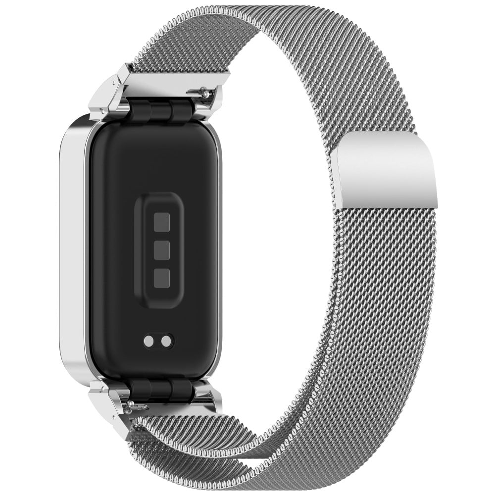 Xiaomi Smart Band 9 Active / Redmi Band 3 Magnetiskt band med integrerad metallram - Silver