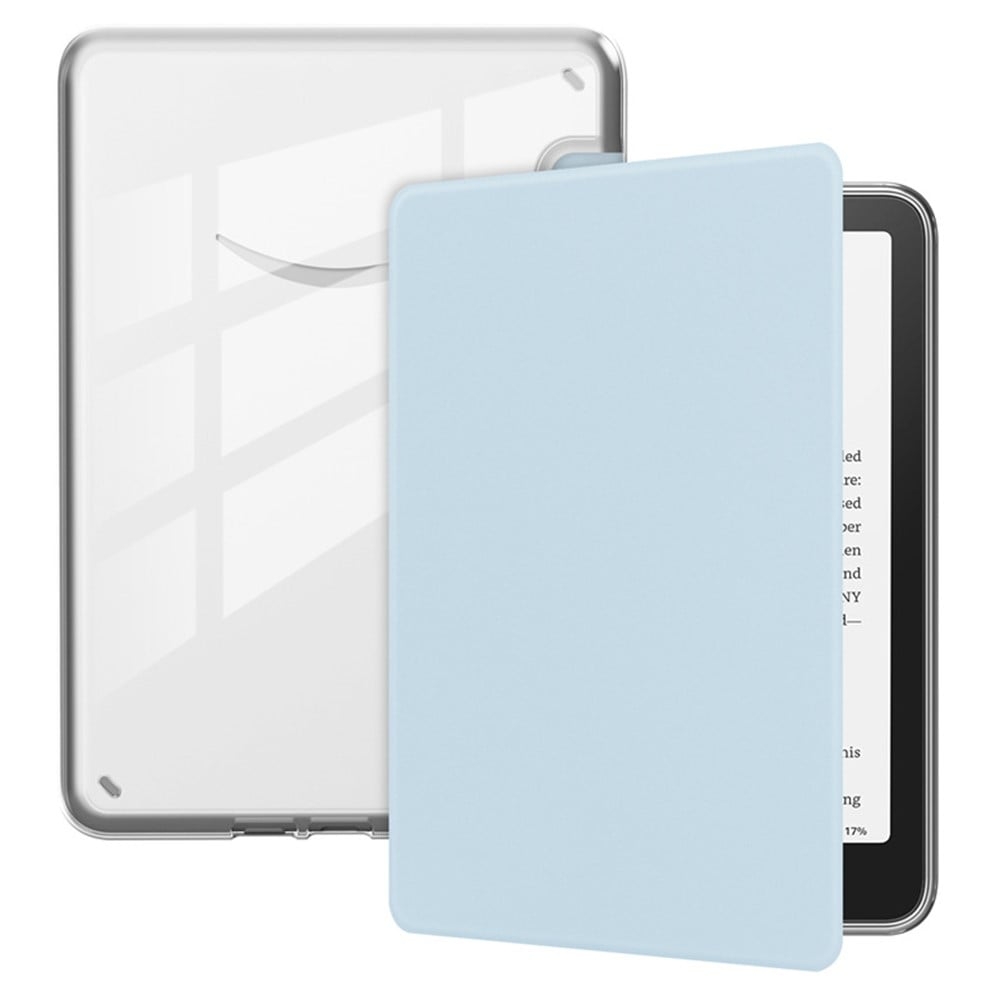 Amazon Kindle 6" (2024) / (2022) fodral, droppskydd, veganskt läder och flexibel och genomskinlig akrylskyddsfodral - Baby Blå