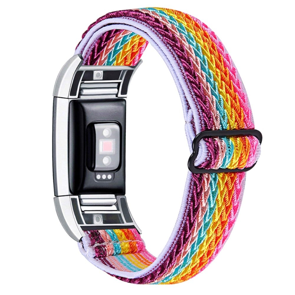 Fitbit Charge 2 elastisk klokkerem i nylon - Regnbue