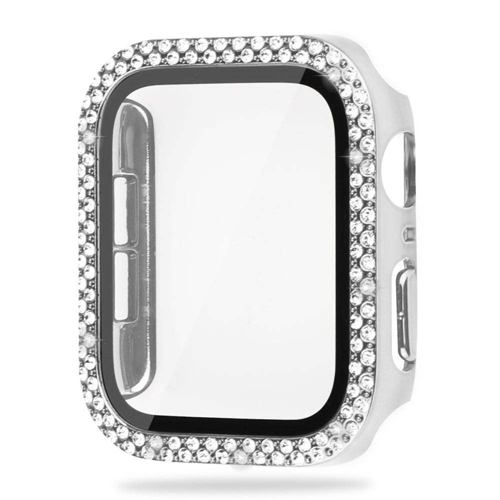 Apple Watch SE 2022 (40 mm) deksel med rhinestone-dekor og herdet glass - Sølv