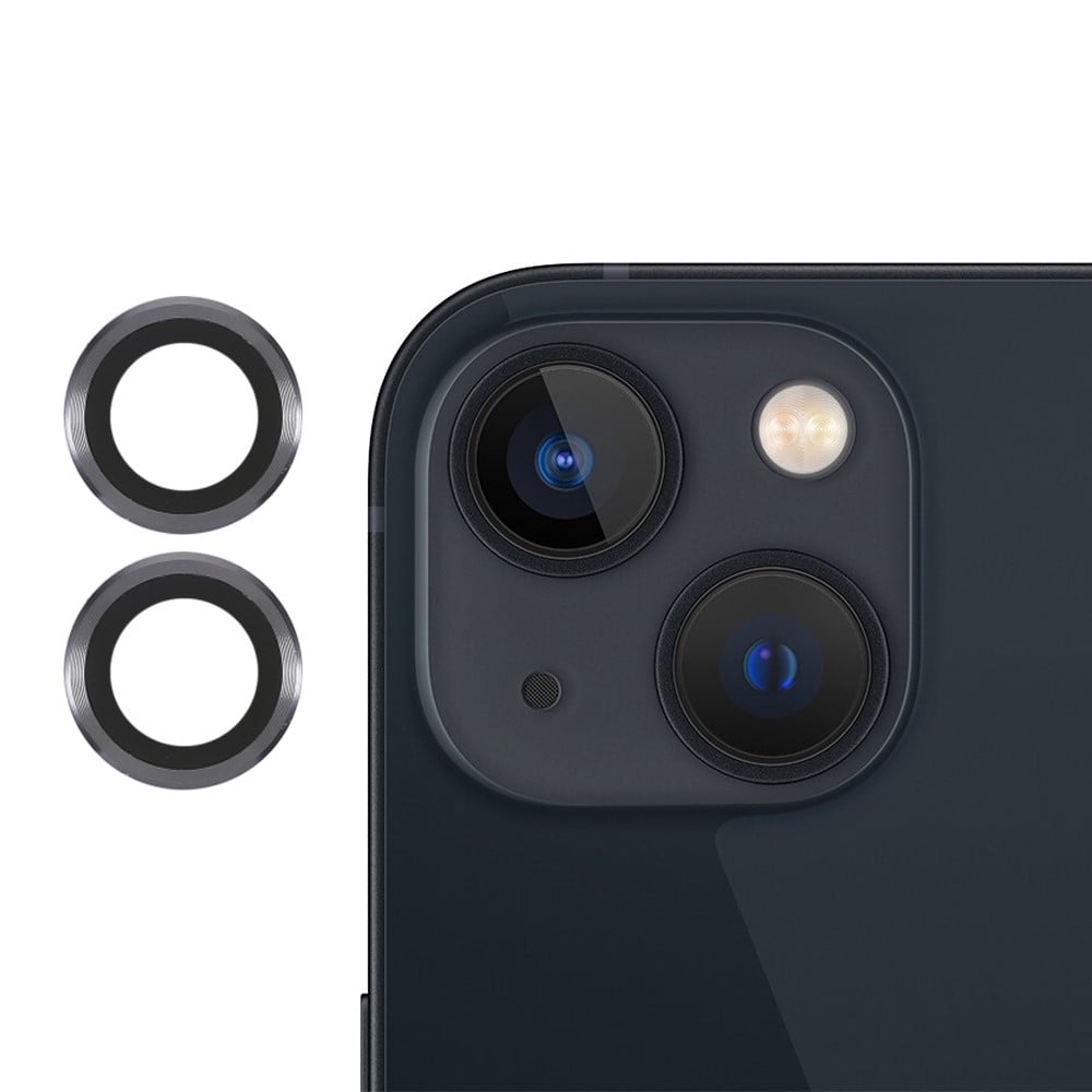2 st iPhone 13 Mini AGC kameralinsskydd av härdat glas - Grå