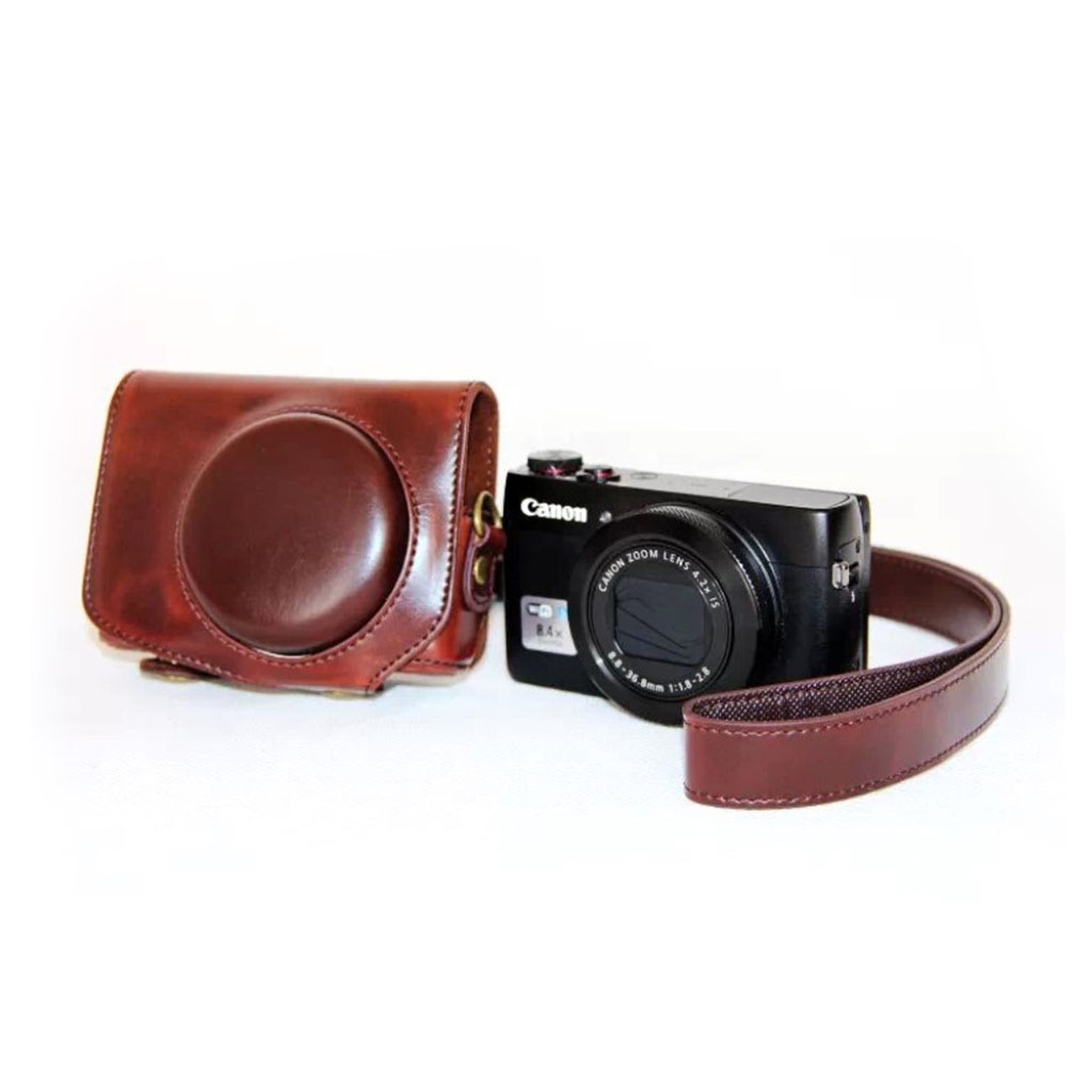Canon PowerShot G7X MarkII Unikt läder kamera skydd - Brun