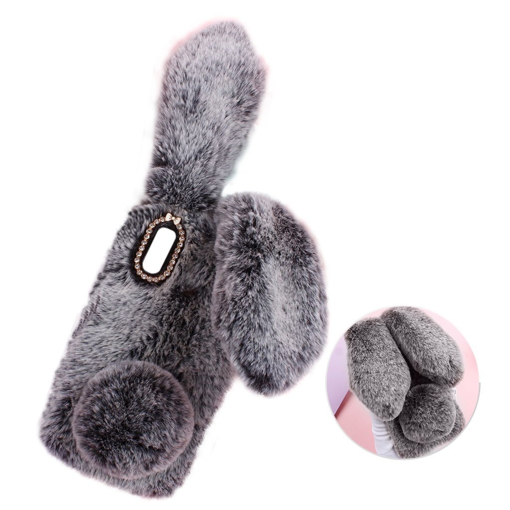 Fluffy Rabbit Samsung Galaxy A20e skal - Silver/Grå