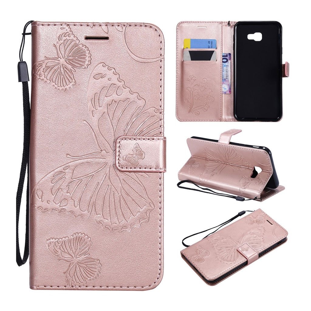 Butterfly läder Samsung Galaxy J4 Plus (2018) fodral - Rosa
