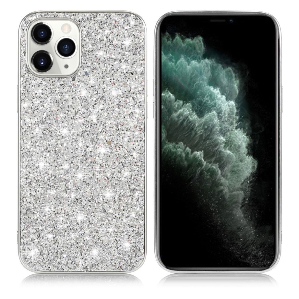 Glitter iPhone 12 Pro Max skal - Silver/Grå