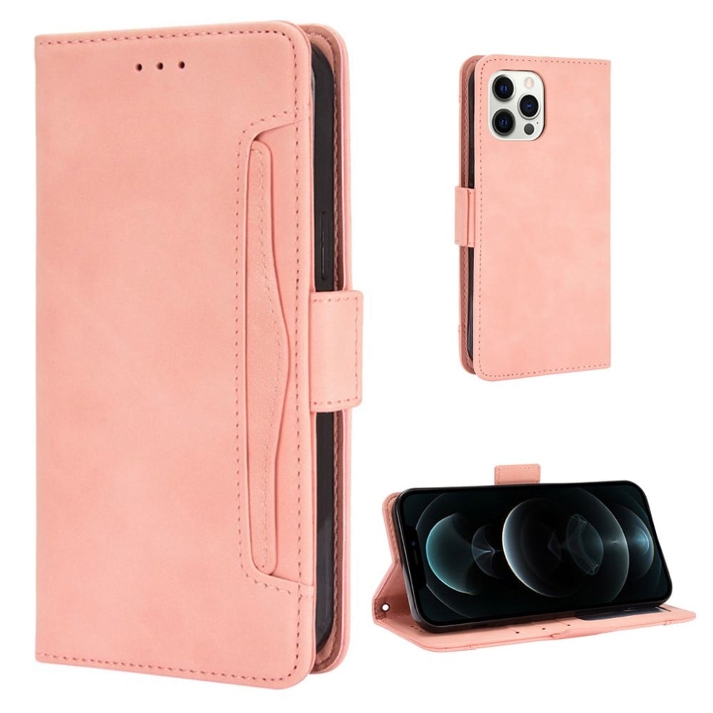 Moderne iPhone 13 læderetui med pung - Pink