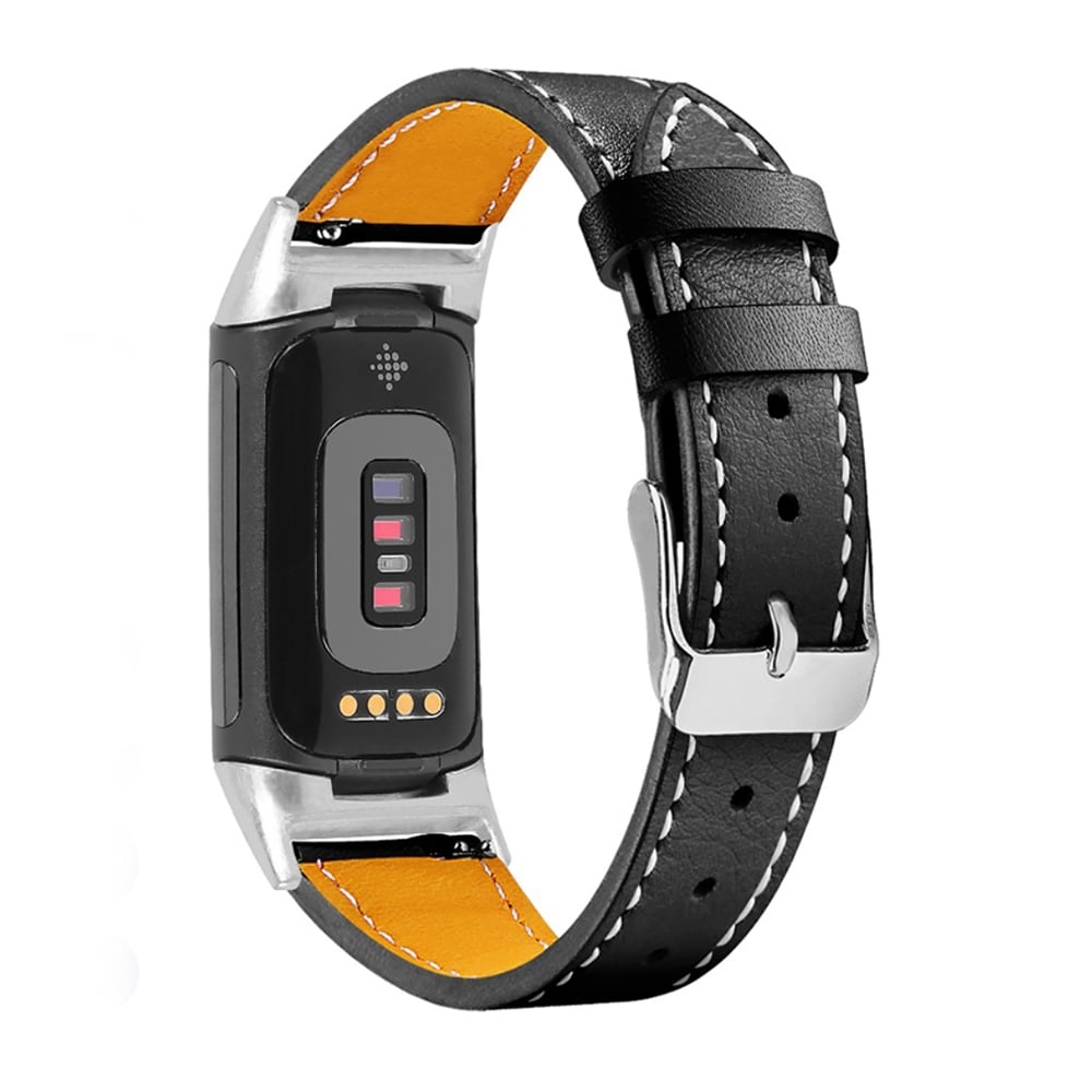Enkel klokkerem i ekte skinn til Fitbit Charge 5 - Svart