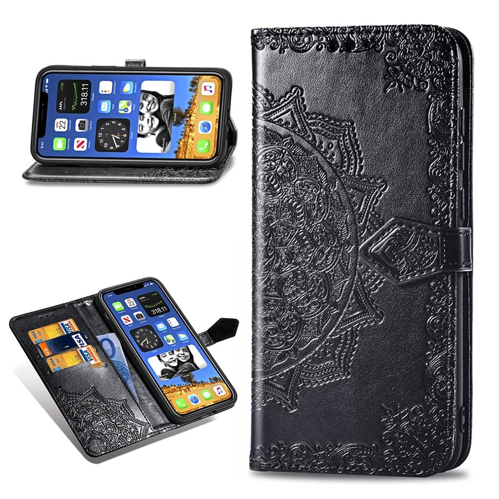 Mandala iPhone 12 Mini læderetui - Blå