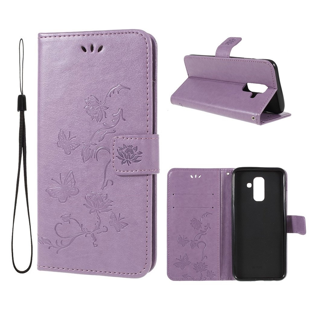 Butterfly läder Samsung Galaxy A6 (2018) fodral - Lila