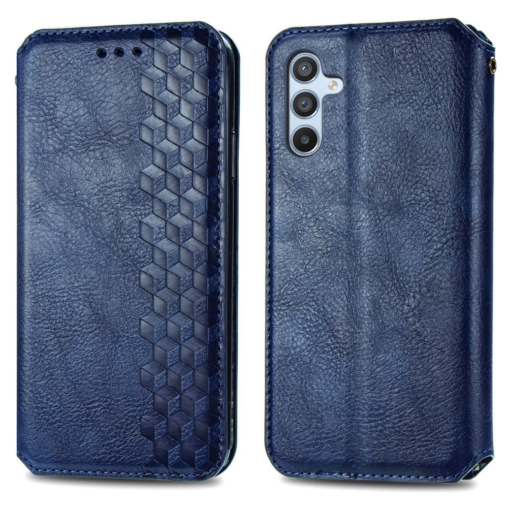 Sininen Nahkakotelo With A Stylish Rhombus Imprint For Samsung Galaxy A54