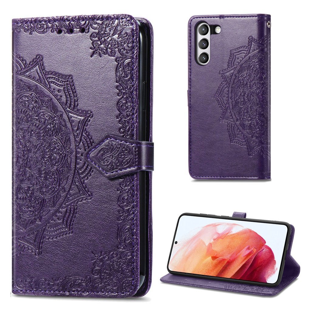 Mandala läder Samsung Galaxy S21 FE fodral - Lila