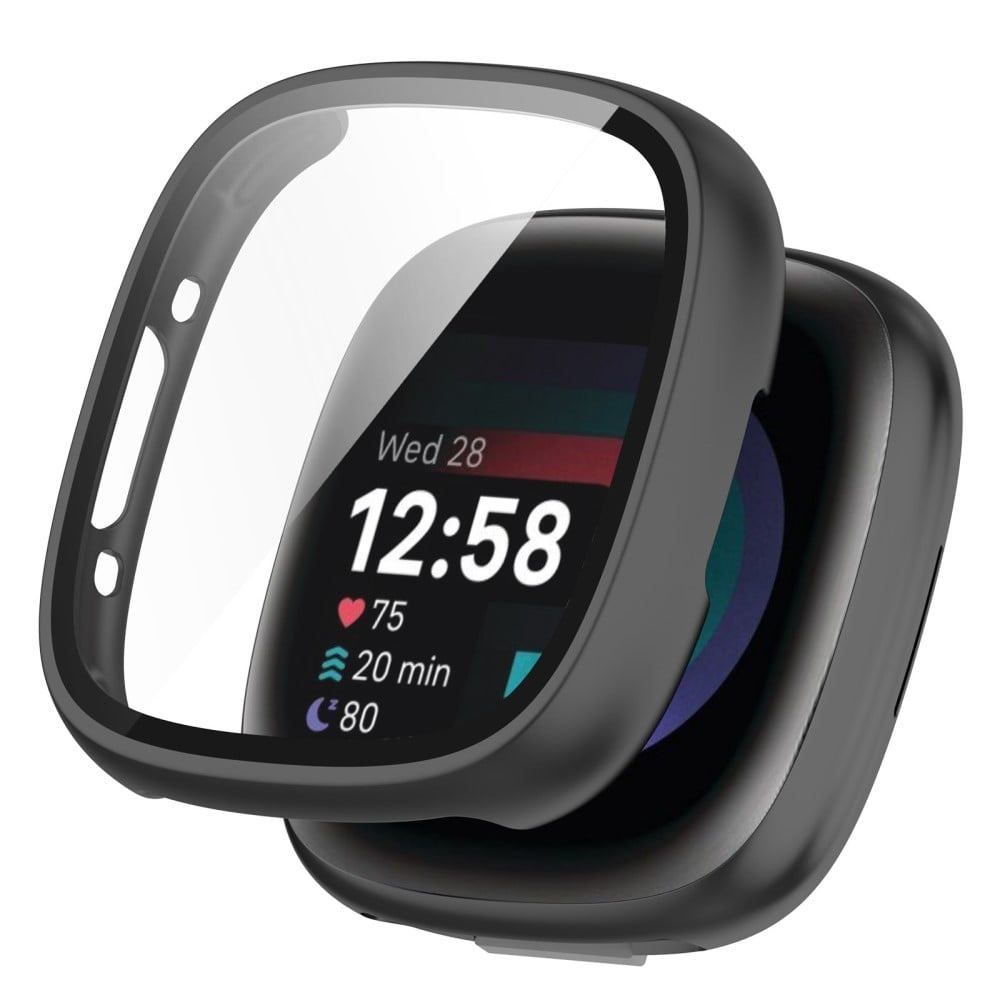 Fitbit Sense 2 / Versa 4 deksel med herdet glass - Svart