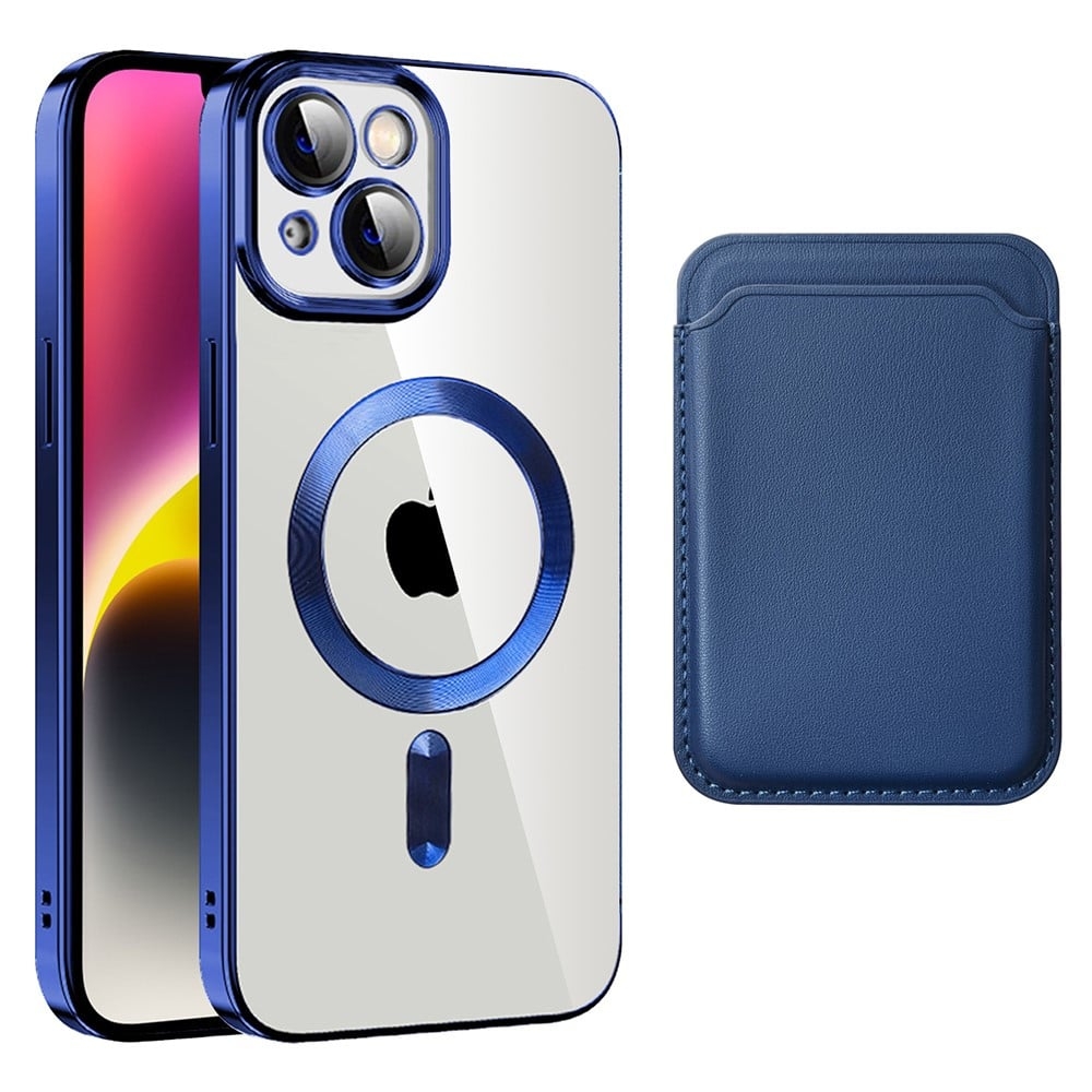 Magnetiskt bakstycke för iPhone 14 med kortpåse - Safir