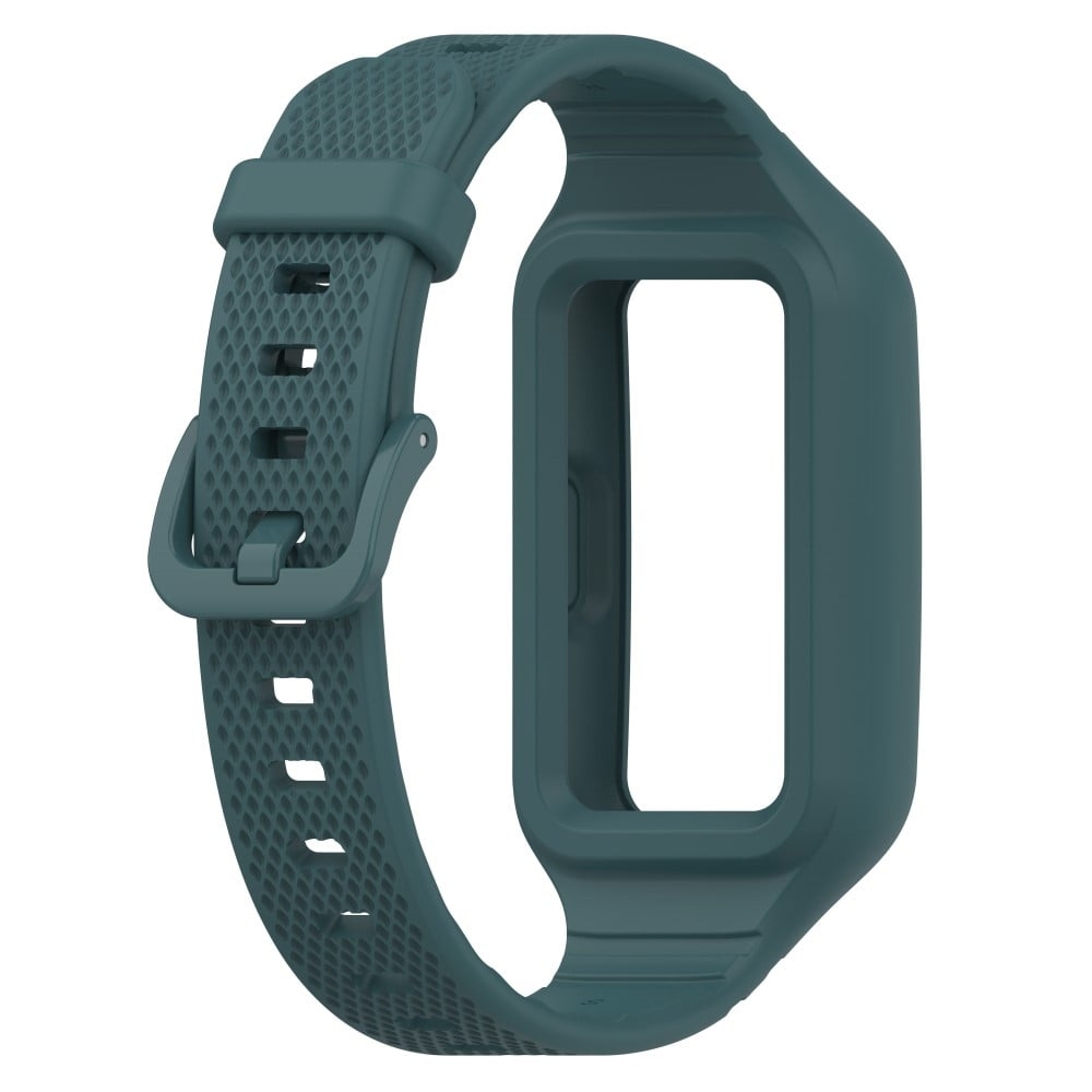 Huawei Band 8 / 7 / Honor Band 6 silikonrem med skydd - Mörkgrön