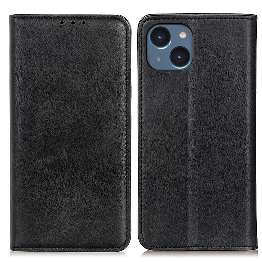 Äkta läder iPhone 15 fodral - Svart