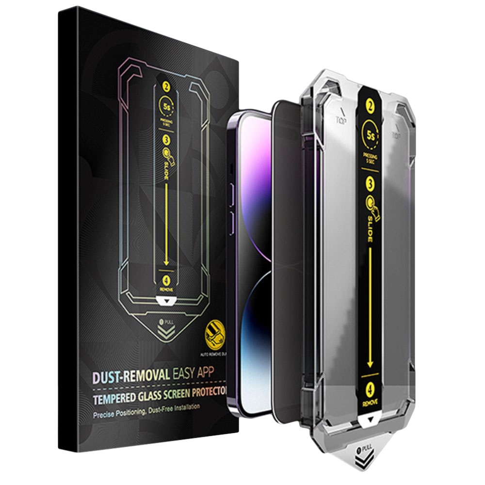 iPhone 14 Pro Max tempered glass screen protector with tool