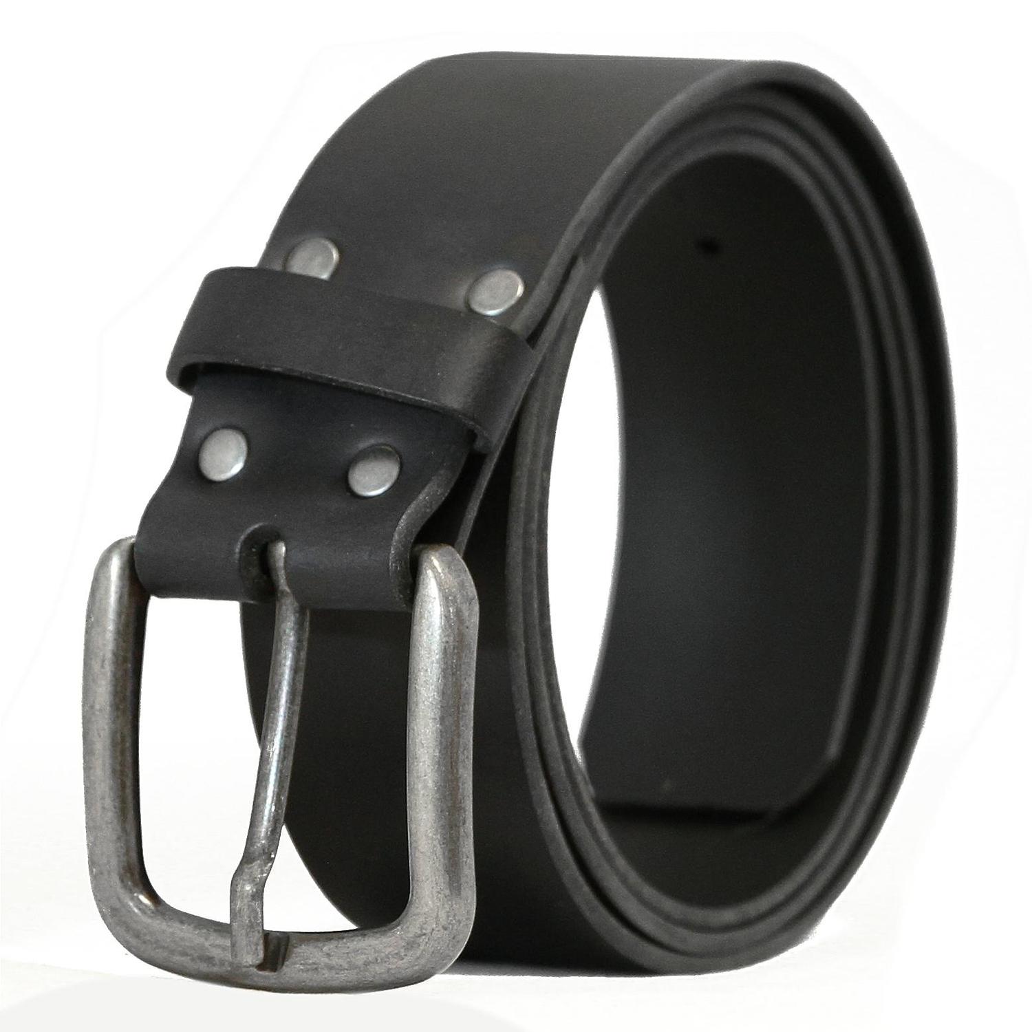 Klassiskt svart läderbä 40mm