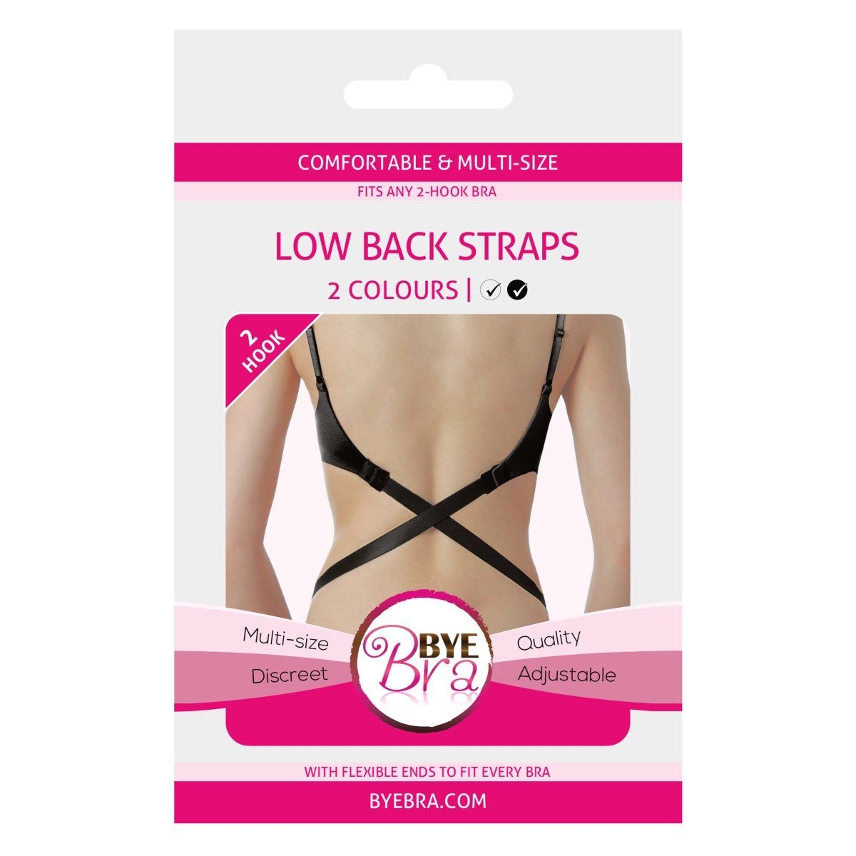 Bye Bra Low Back Straps 2-Hook White