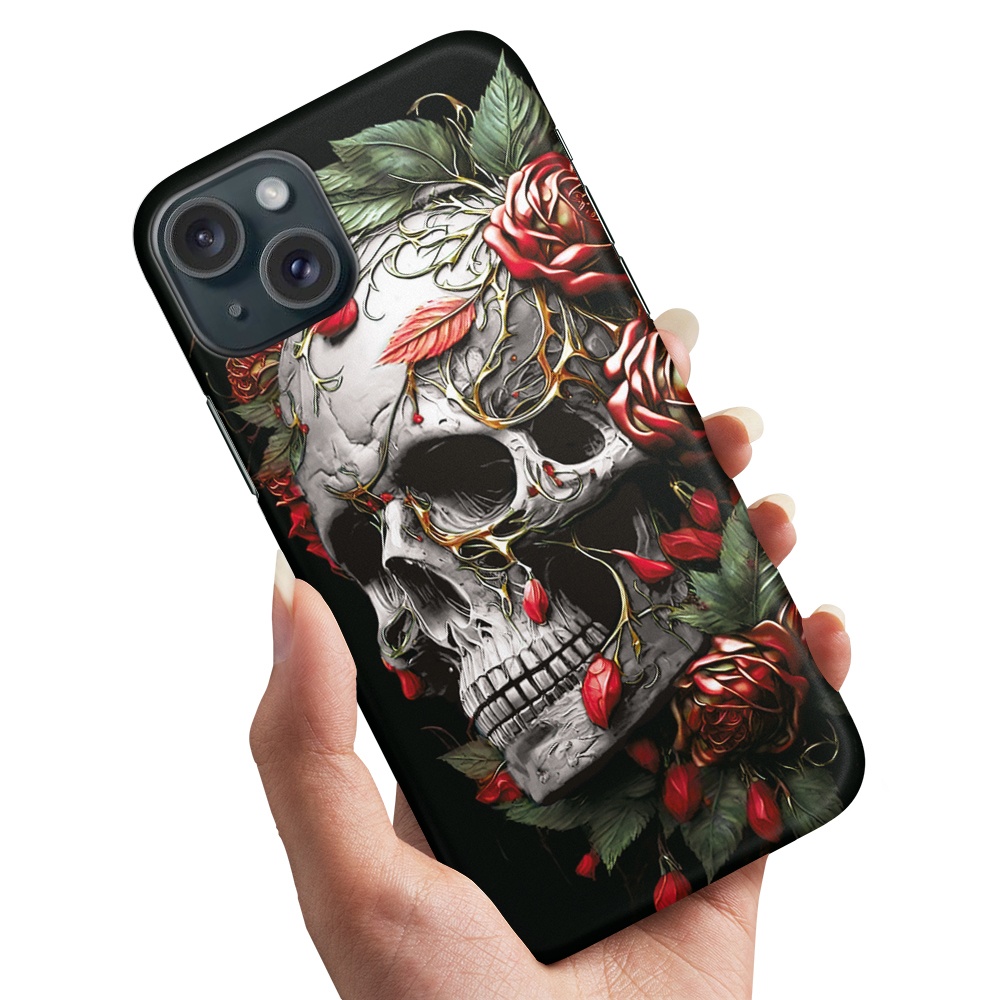 Skal / Mobilskal till iPhone 14 / 15 Plus - Skull Roses