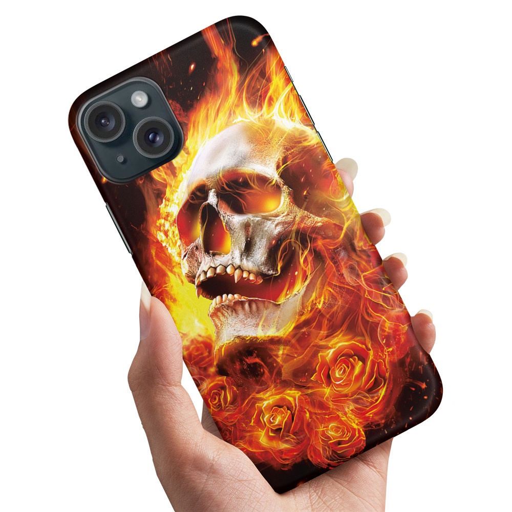 Skal / Mobilskal till iPhone 14 / 15 Plus - Burning Skull