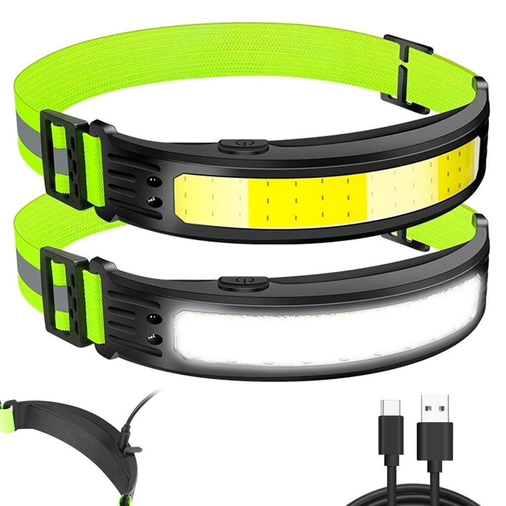 COB LED-huvudlampa / Pannlampa med Reflex - Uppladdningsbar