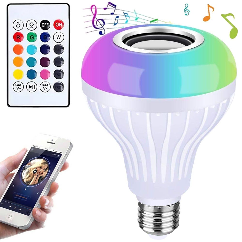 LED-lampa E27 sockel - RGB med Bluetooth & högtalare